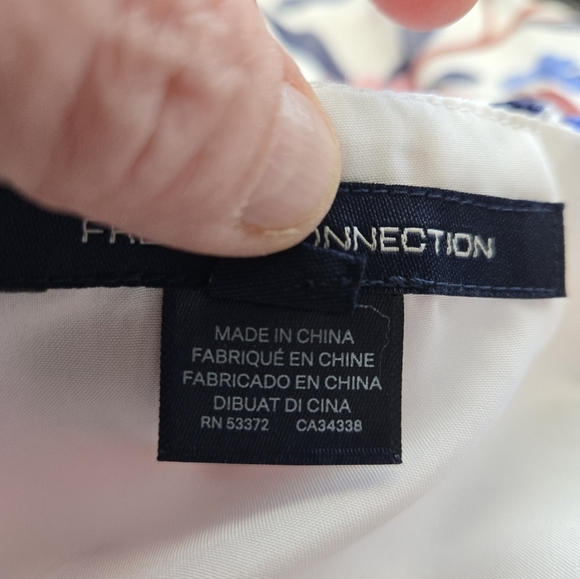 French Connection Womens Cami Top Sz 4 Aden Lurex Frill Ruffle Adj Straps Floral - Picture 12 of 13